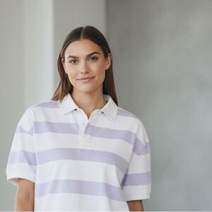 Champion Crop Polo 2XL NWT | Lavender Stripe + Sporty Femme Energy